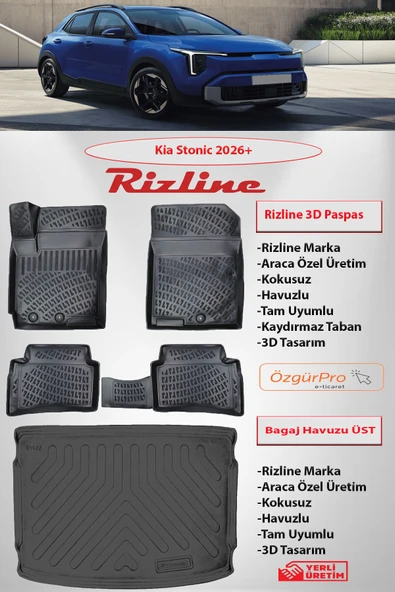 Rizline Kia Stonic 2026 ve Sonrası 3D Havuzlu Paspas ve Bagaj Havuzu ÜST KADEME İÇİN UYUMLU ürün görseli 1