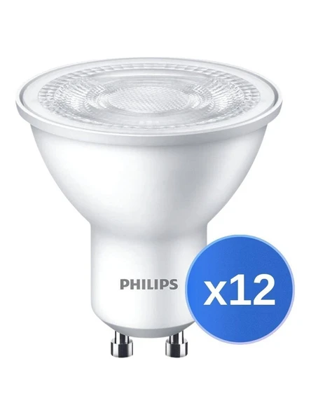 Philips Essential LED 4.7W-50W Beyaz Işık 6500K GU10 220V LED Spot Ampul 12 Adet ürün görseli 1