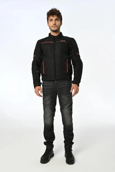 LS2 SHADOW MAN JACKET SİYAH KIRMIZI MONT - Resim 3