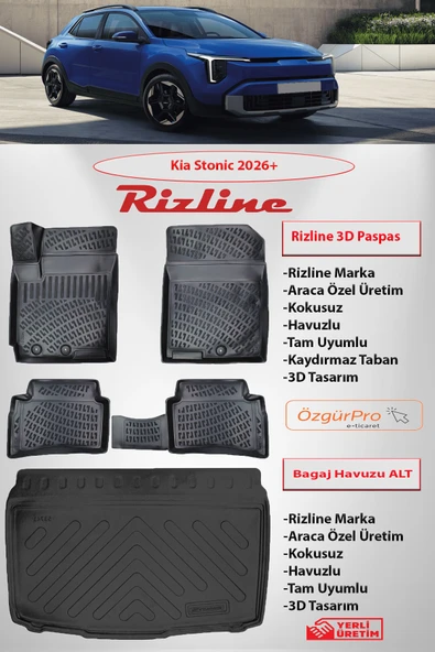 Rizline Kia Stonic 2026 ve Sonrası 3D Havuzlu Paspas ve Bagaj Havuzu ALT KADEME İÇİN UYUMLU ürün görseli 1