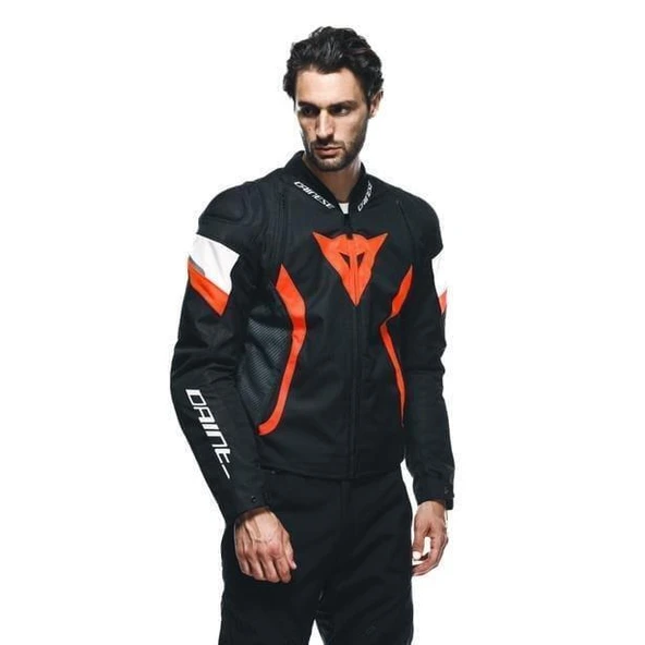 DAINESE AVRO 5 BLACK RED FLUO WHITE CEKET - Resim 7