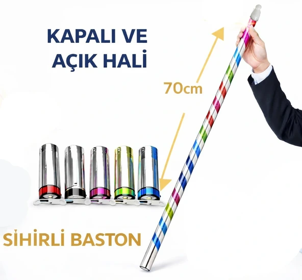 Sihirli Açılır Baston – Mendilden Bastona İlizyon Oyunu (70 Cm) ürün görseli 1