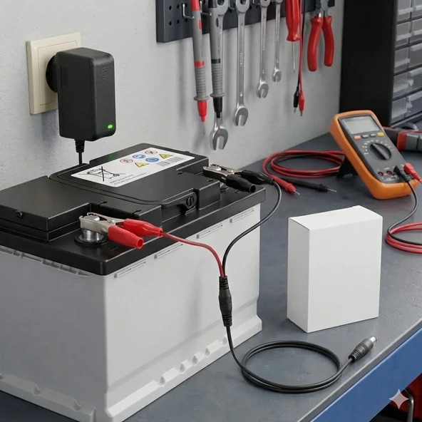 Akü Şarj Cihazı 12v 1.2a 14.4w Krokodil Uç Akü Şarj Adaptörü ürün görseli 1