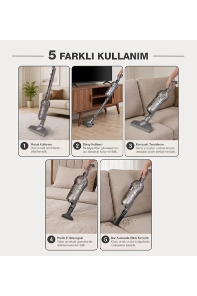 Fantom Magic P 3000 Toz Torbasız Dikey Süpürge Antrasit - Resim 4