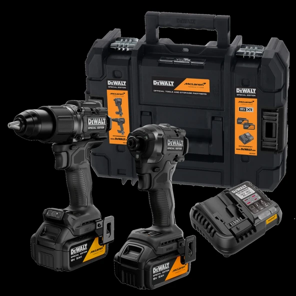 Dewalt McLaren 18V Akülü Vidalama & Kömürsüz Akülü Darbeli Matkap 2'li Set (5.0Ah Çift Akü Seti) ürün görseli 1