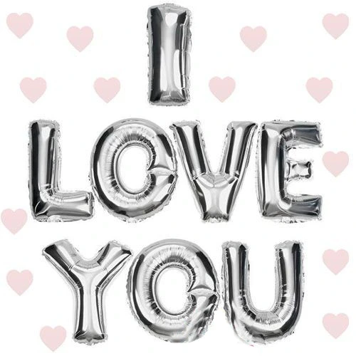 I Love You Folyo Balon Gümüş Renk 35 Cm ürün görseli 1