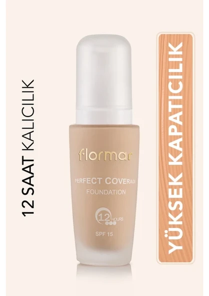 Flormar Yoğun Kapatıcı Su Bazlı Fondöten (Soğuk Alt Ton) - Perfect Coverage Foundation - 100 ürün görseli 1
