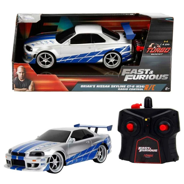 Brian's Nissan Skyline GT-R (R34) Uzaktan Kumandalı Araba 1:24 | Fast & Furious Model Araç ürün görseli 1