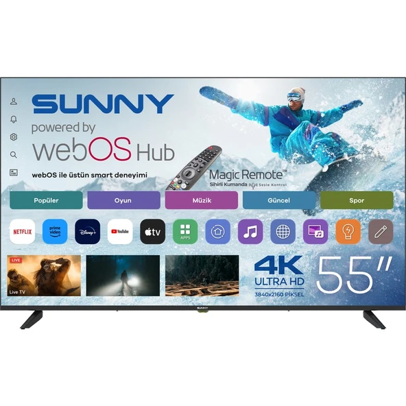 Sunny SN55UPRL-W02M 55'' 139 Ekran Uydu Alıcılı 4K Ultra HD  webOS TV ürün görseli 1