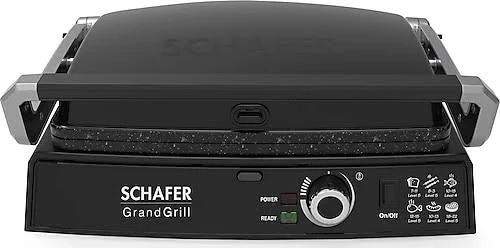 Schafer Grand Grill 6 Dilim 2000 W Izgara & Tost Makinesi - Siyah ürün görseli 1