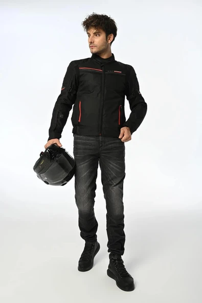 LS2 SHADOW MAN JACKET SİYAH KIRMIZI MONT - Resim 6