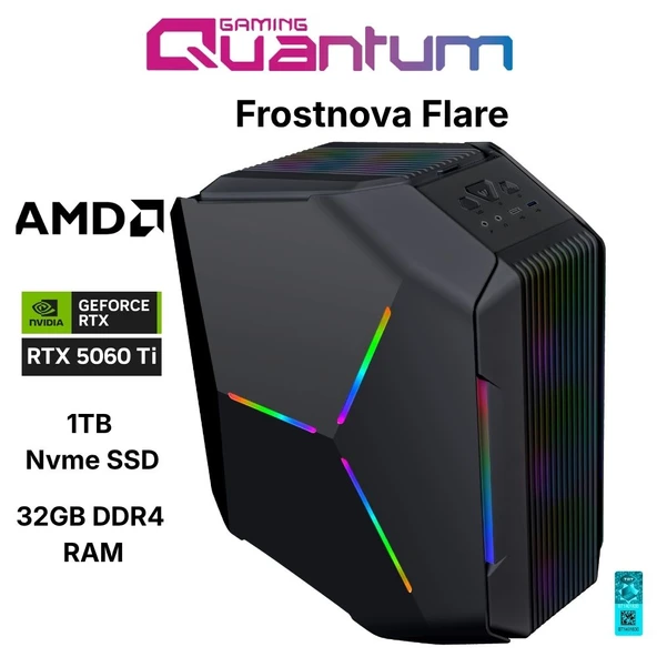 Quantum Gaming Frostnova Flare Ryzen 7 5700X 32GB DDR4 1TB NVMe RTX5060Ti 16GB Masaüstü Oyun Bilgisayarı ürün görseli 1