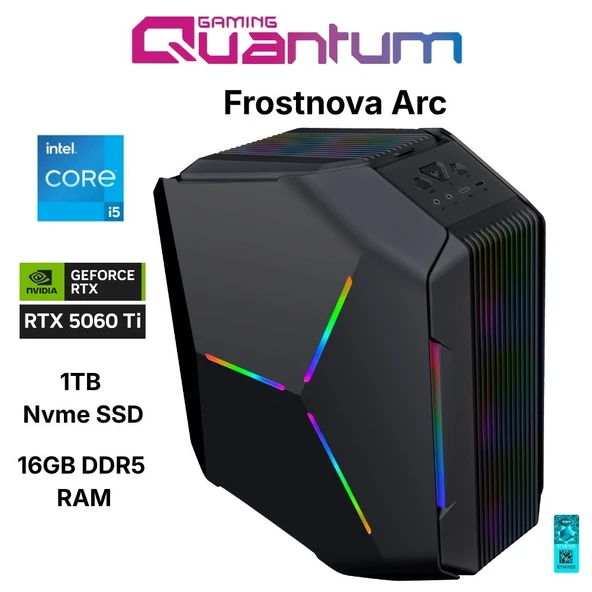 Quantum Gaming Frostnova Arc i5-14400F 16GB DDR5 1TB NVMe RTX5060Ti 16GB Masaüstü Oyun Bilgisayarı ürün görseli 1