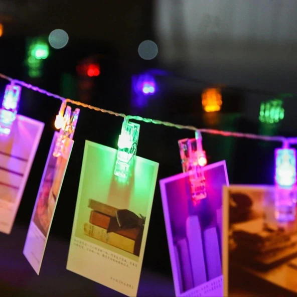Renkli Işıklı Mandallı Fotoğraf Albümü 10 Lu - Rgb ürün görseli 1