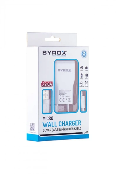 2.0a (micro) Usb Şarj Cihazı Syrox Syx-j15 ürün görseli 1