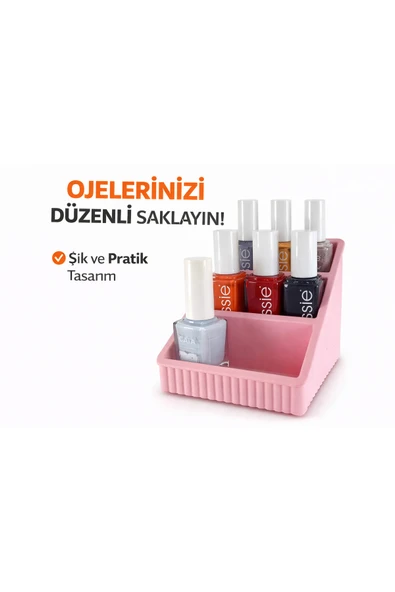 ? Oje Organizeri Sert Plastik Kozmetik Düzenleyici | Çok Bölmeli Makyaj & Oje Standı | ürün görseli 1