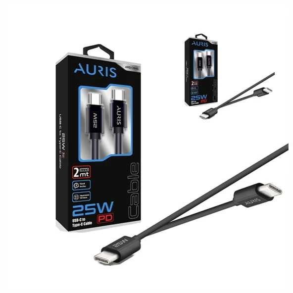 2 Adet - Auris CB46 Type-C To Type-C Kablo 25W 2 Metre ürün görseli 1