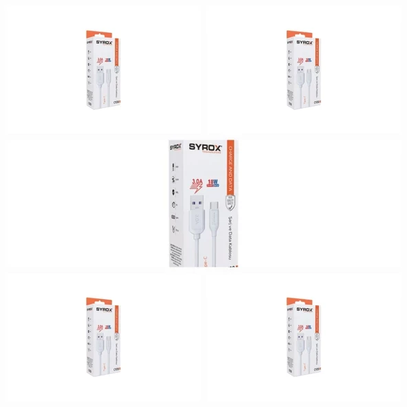 5 Adet - Syrox C109 Type-C Quick Şarj Kablosu, Data Kablosu 3.0A 18W ürün görseli 1