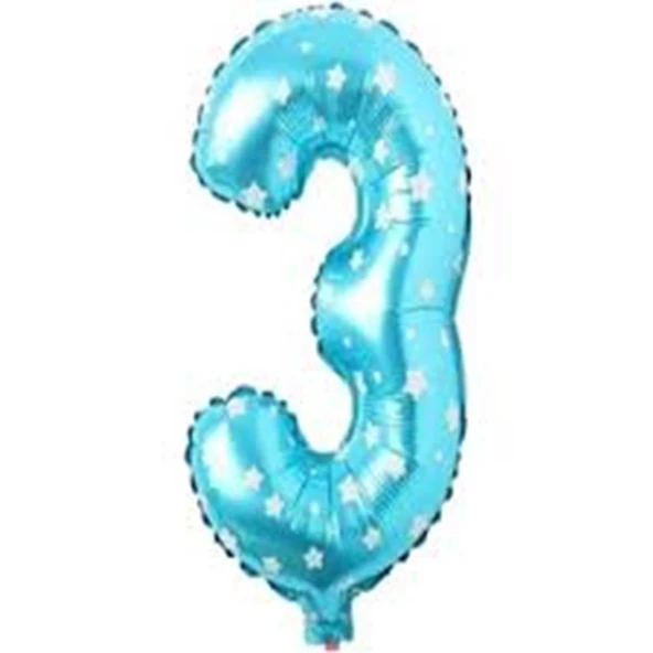 Folyo 3 Sayısı Balon - Mavi Renk (16 inç / 36 cm) ürün görseli 1