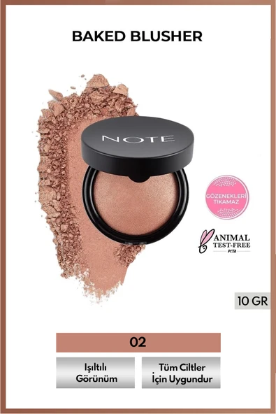 NOTE Baked Blusher Işıltılı Fırınlanmış Toz Allık - 02 Vintage Pink ürün görseli 1
