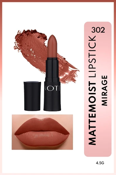 NOTE Mattemoist Lipstick Mat Bitişli Ruj 302 Mirage - Koyu Nude ürün görseli 1