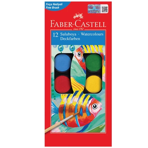 Faber-Castell 12 Renk Sulu Boya Büyük Tablet ürün görseli 1