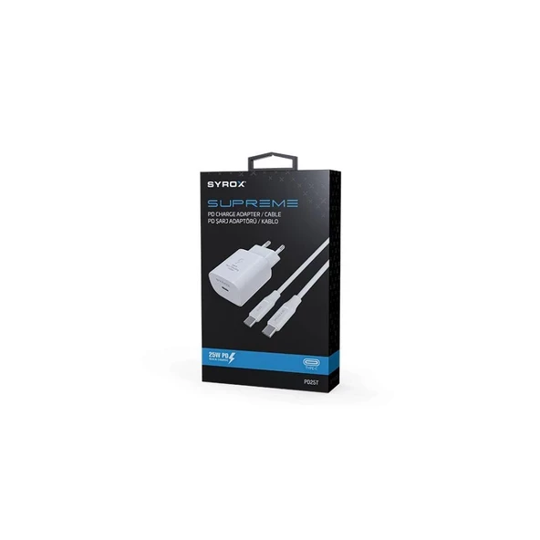 Syrox PD25T Type-c Başlık İki Ucu Type-c Kablo 25W PD Quıck Şarj ürün görseli 1