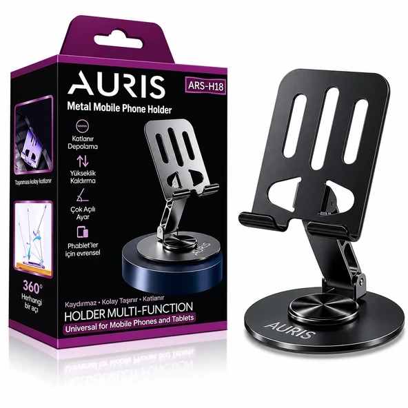 AURIS ARS-H18 Katlanabilir Metal Telefon ve Tablet Standı ürün görseli 1