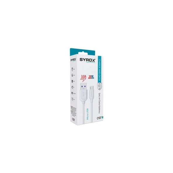 Syrox C107 18W Micro USB Hızlı Şarj & Data Kablosu ürün görseli 1