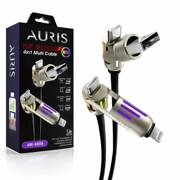 AURIS ARS-CB270 4in1 Hızlı Şarj Çoklu Kablo ürün görseli 1
