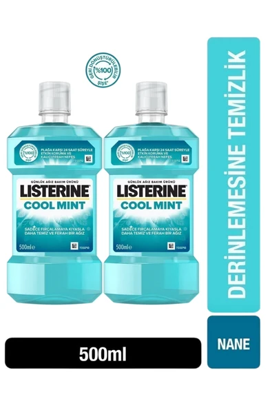 LİSTERİNE COOL MİNT AĞIZ BAKIM SUYU 500 ML X 2 ürün görseli 1