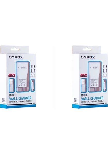 2 Adet - Syrox J15 Micro Usb Şarj Aleti 2.0 Amper ürün görseli 1