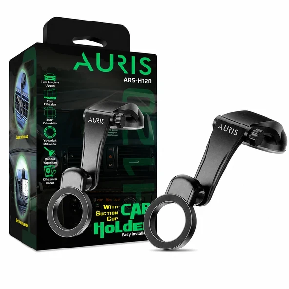 AURIS ARS-H120 360 Dönen Başlıklı Vantuzlu Araç İçi Telefon Tutucu ürün görseli 1
