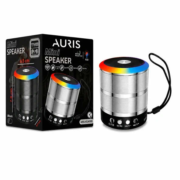 AURIS ARS-KLN190 RGB Işıklı Mini Bluetooth Hoparlör TWS Destekli Taşınabilir Speaker ürün görseli 1