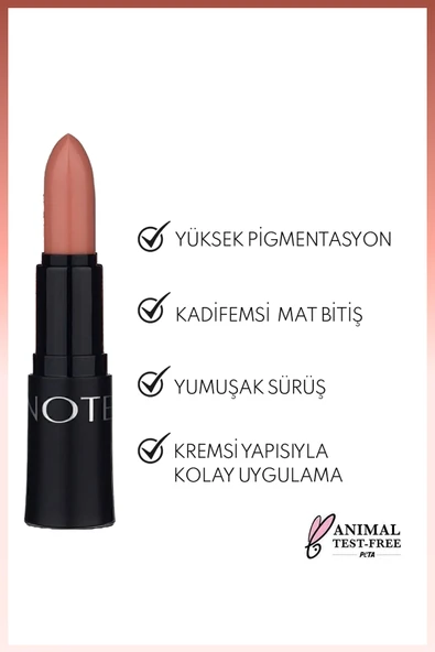 NOTE Mattemoist Lipstick Mat Bitişli Ruj 309 Note Soft - Nude - Resim 2