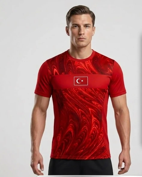Milli Takım Taraftar Forması - Kırmızı Modern Desenli ürün görseli 1