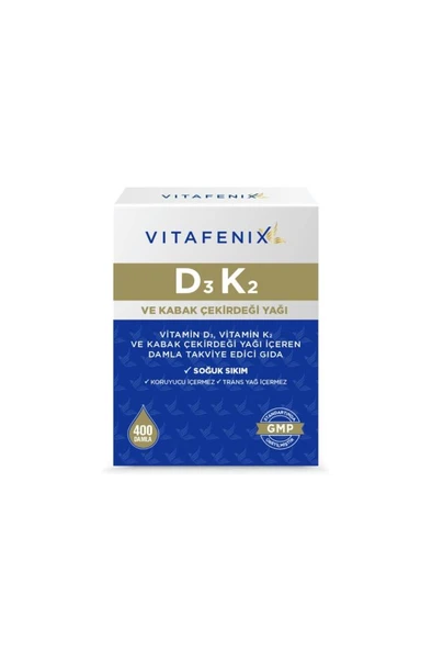 Vitafenix D3K2 Ve Kabak Çekirdeği Yağı İçeren Takviye Edici Gıda ürün görseli 1