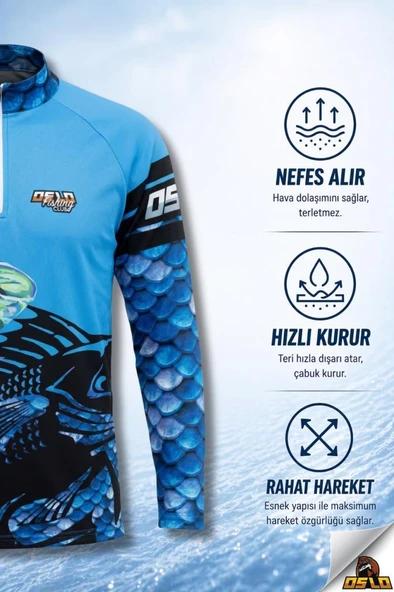 Oslo Performans Balıkçı T-Shirt  Fish Scale - Resim 3