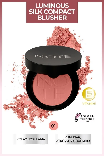 NOTE Luminous Silk Compact Blusher Toz Allık - 01 Pinky Beach ürün görseli 1