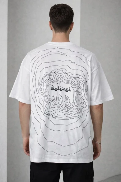 Erkek Bisiklet Yaka Baskılı Kısa Kollu Tişört Streetwear Günlük Basic Pamuklu T-shirt - Beyaz ürün görseli 1