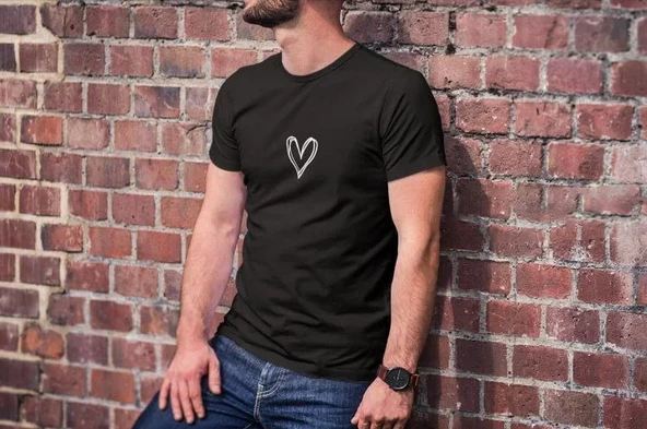 Unisex Bisiklet Yaka Baskılı Oversize T-shirt - Siyah ürün görseli 1