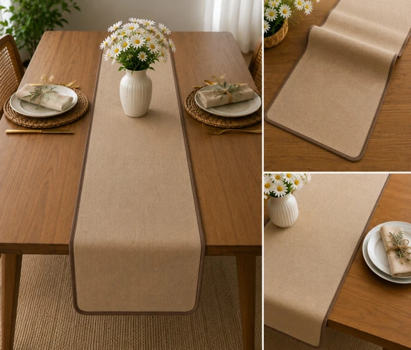 Doğal Şıklık Kahve Biyeli Lamineli Jüt Runner 45x130 cm ürün görseli 1
