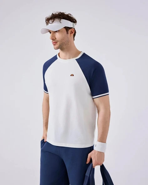 Ellesse 6SM5013-OF Erkek Tişört - Kırık Beyaz/Lacivert ürün görseli 1