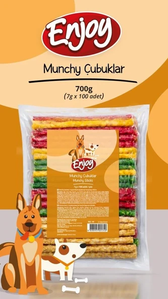 Enjoy Munchy Burgu Çubuk Köpek Çiğneme Kemiği 7gr x 100 Adet ürün görseli 1
