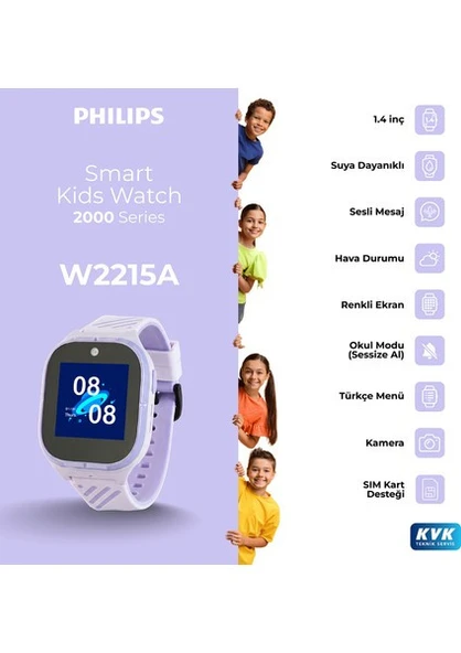 Philips W200A Akıllı Çocuk Saati Mor (Distribütör Garantili) - Resim 7