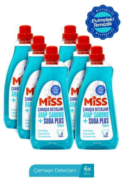 MİSS SIVI ÇAMAŞIR DETERJANI ARAP SABUNU VE SODA ETKİLİ 1500 MLX6 ürün görseli 1