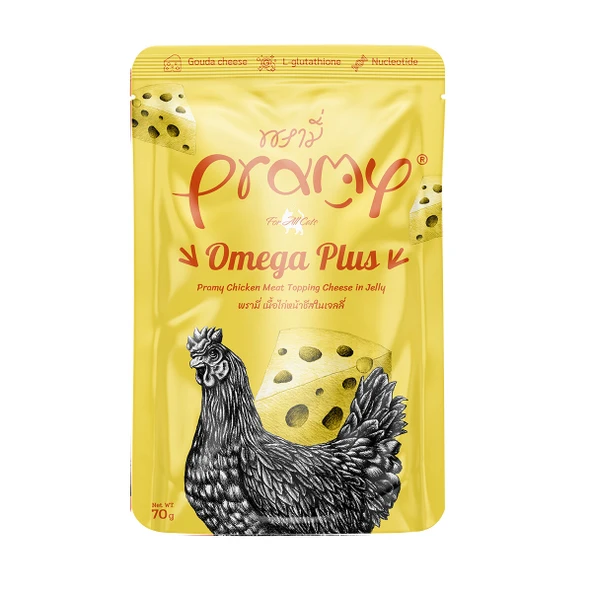 Pramy Omega Plus Jöle İçinde Tavuk Etli ve Peynirli Kedi Konservesi 70gr ürün görseli 1