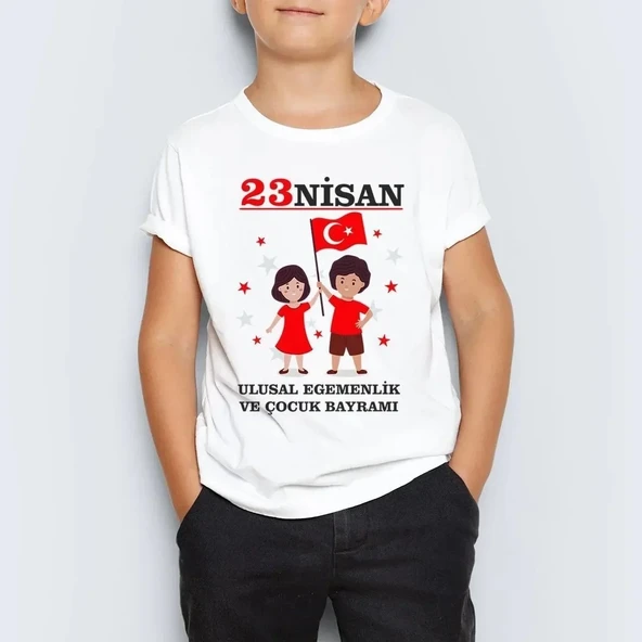 Unisex Çocuk Baskılı T-shirt - Beyaz ürün görseli 1