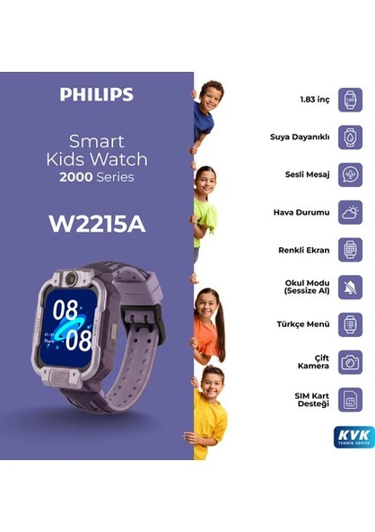 Philips W2215A Akıllı Çocuk Saati Mor (Distribütör Garantili) - Resim 4