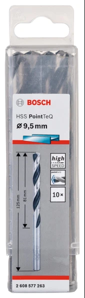 Bosch HSSPointTeQ Metal Matkap Ucu 9.5 mm 10"lu ürün görseli 1